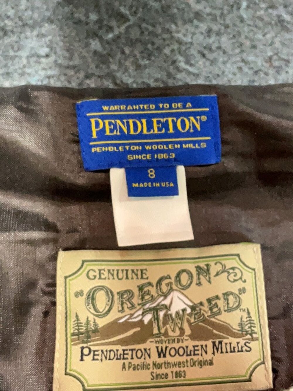 Pendleton Beige/Brown Patchwork Wool Skirt Faux Wrap Toggle Detail USA Made Sz 8 - Picture 6 of 6